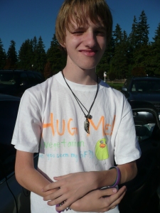 My BF in the t-shirt I made for him! :D